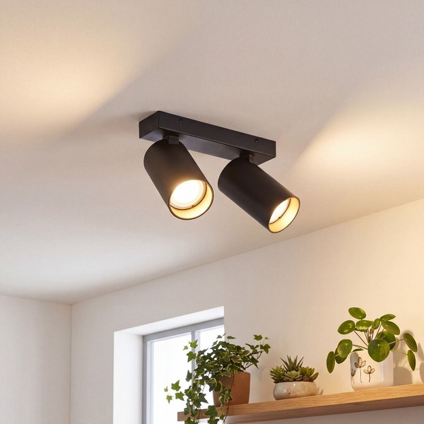 Deckenstrahler Schwarz Gold 2X GU10 Modern Colene Spot Lampe Wohnzimmer Flur-image