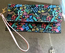 Anthropologie Rifle Paper Co. Travel Docu Wallet/ Wristlet Floral Excellent Nice