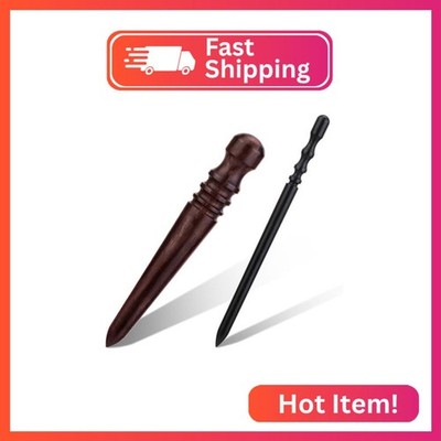 WONVOC Leather Edge Burnish Kit 2 PCS Ebony Wood Leather Burnisher Tool, Round H