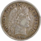 1896 Barber Silver Dime Choice VF Uncertified #1054