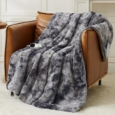 Luxury Heated Electric Throw Blanket - 10 Heat Levels, Auto-Off, Sherpa Fur