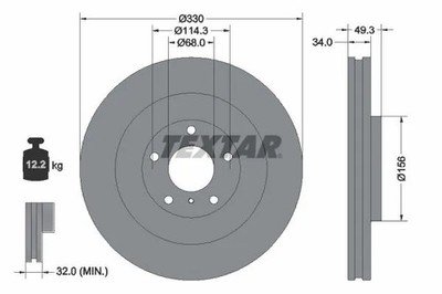 2er-Set 2er Set Bremsscheibe TEXTAR 92336003 INFINITI (DFAC) 402063WU0A