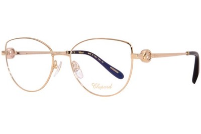 Chopard VCHG02S 0300 Titanium Eyeglasses Women's 23KT Gold Plated Full Rim 53mm