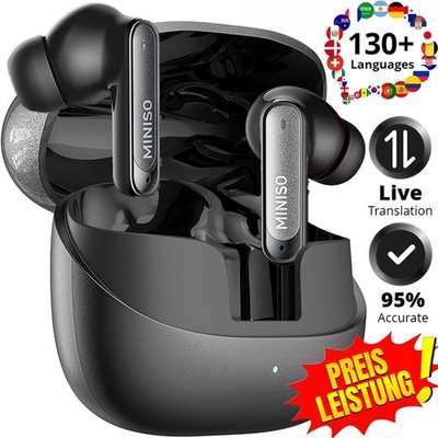 MINISO Übersetzer Ohrhörer Echtzeit Übersetzer Kopfhörer 130+ Sprachen Bluetooth
