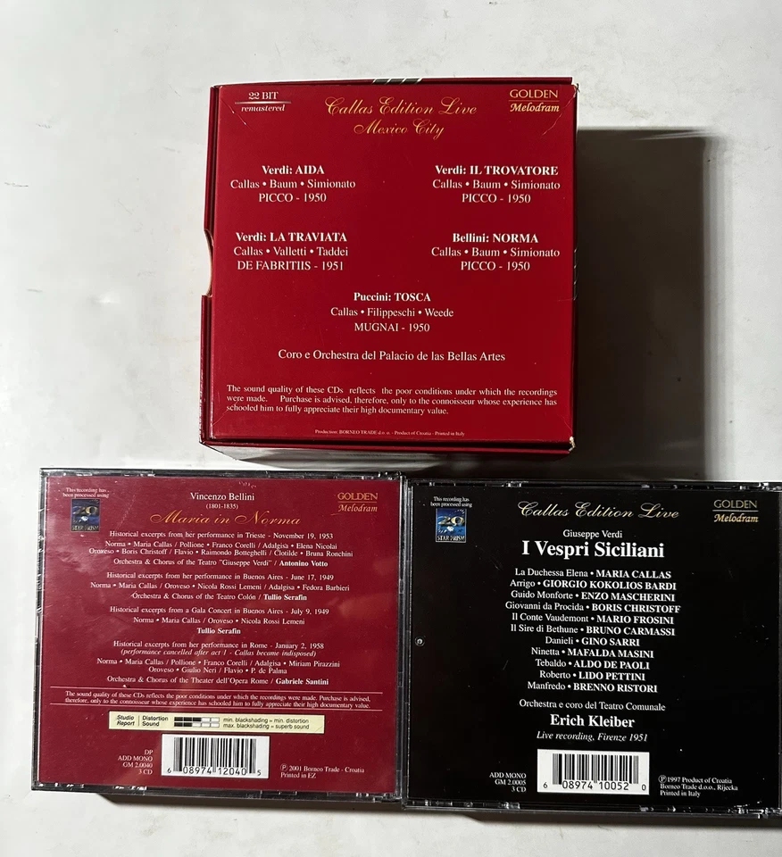 3 Callas Edition Live Golden Melodram CDs Foto 2 de 2