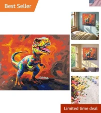DIY Dinosaur Painting Kit - Relaxing Paint by Numbers for Kids & Adults