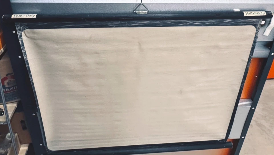 rare ECRAN original de PROJECTION "PATHE BABY"-en l'état-80 x 120 cm-Circa 1923 - Photo 4/4