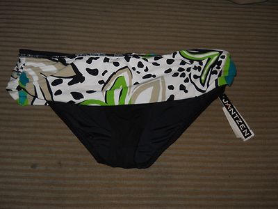 Jantzen New Womens Black Multi Banded Bikini Bottoms Size 14 Bathing Suit NWT