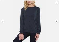 Matty M WOMEN'S Long Sleeve T-shirt with Side Zippers(Charcoal Black S )NWT