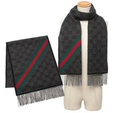 SALE Gucci Scarf bandana stole Gray Men's LEAD DARK GREEN GG logo 2024 Model