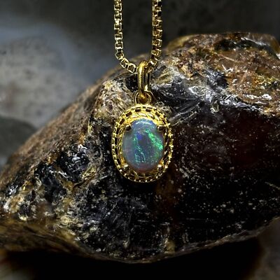 Supercilious gestreifter Lightning Ridge Opal Anhänger Halskette