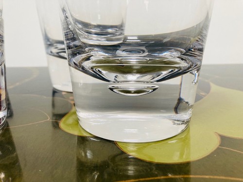 Large Rock Whiskey Tumblers Trapped Bubble Crystal Glass Base Kosta Boda Pippi 4 - Picture 4 of 24
