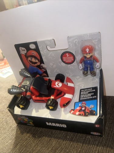 Nintendo Super Mario Bros Movie Pull Back Toy Racer Kart Mario Figure 2023 Jakks - Picture 3 of 17