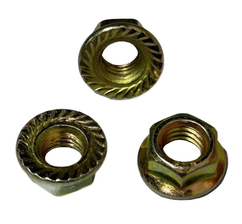 RED BOAR CHAIN 3/8"-16 NC Serrated Flange Nuts Yellow Zinc Plated (QTY 100)*