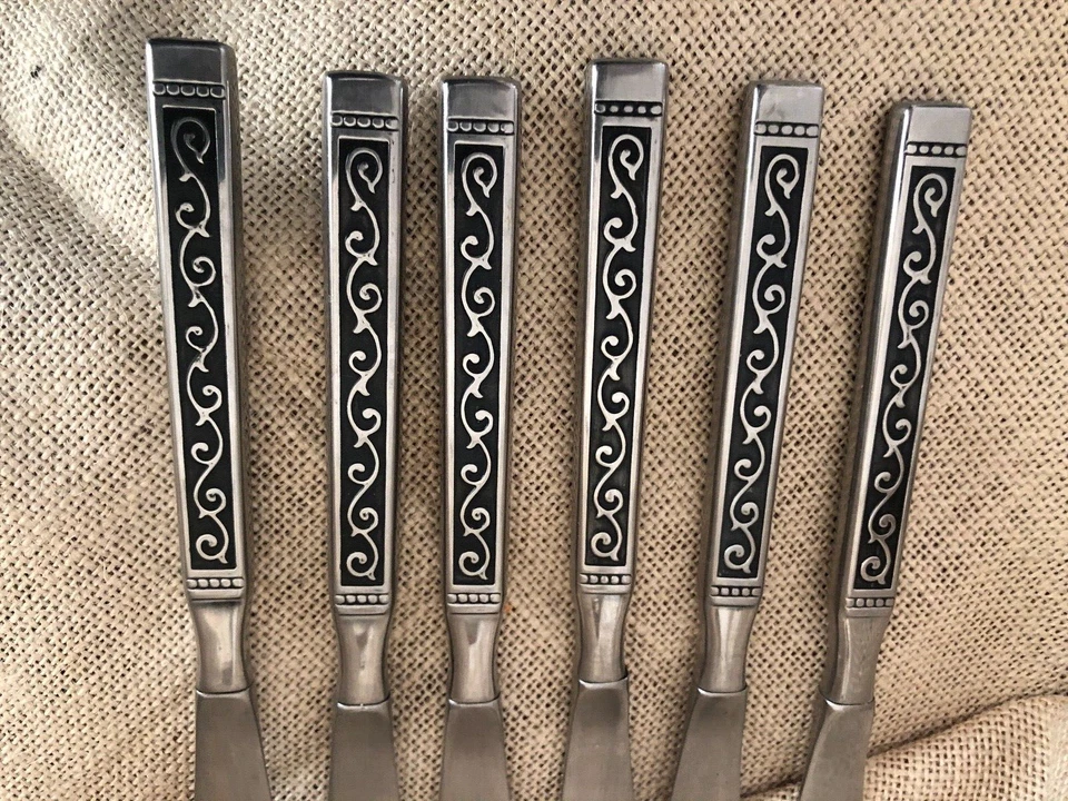 Juego de 7 cuchillos de cena de corte española Rogers 1881 de acero inoxidable vintage de 9,25" de longitud Foto 4 de 4