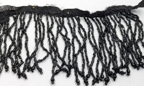 Antique Mourning Victorian Edwardian Adornment Beaded Fringe Measures 7" X 3" - Picture 1 of 5
