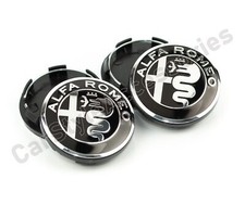 Set of Black Wheel Center Caps for Alfa Romeo 145 147 156 166 GTV SPIDER 4C Mito