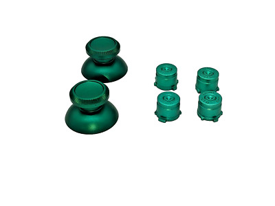 Metal Alloy Green Bullet Buttons Kits Thumbsticks Replacement for PS4 Controller