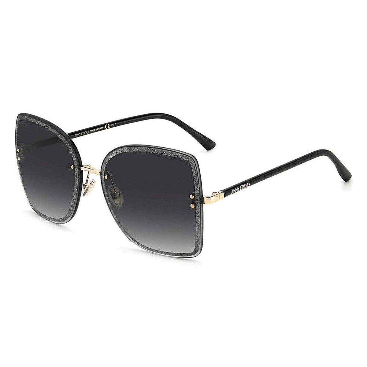 Jimmy Choo LETI/S 2M2 Black Gold Glitter Women Sunglasses  display picture 2