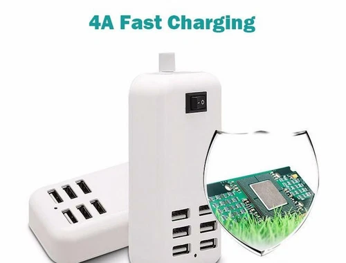 6 Port USB Hub Fast Wall Charger Station Multi-Function Desktop AC Power Adapter - Picture 4 of 16
