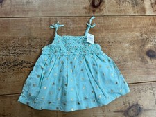 BNWT Baby Girls Age 6-12 Months Turquoise Cotton Top By Baby Gap