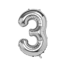 32" Silver Number 3 Foil Balloon