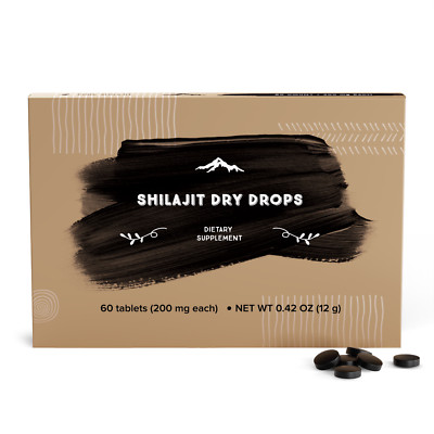 Shilajit Dry Drops 60ct x 200mg Tabs - 3rd Party Lab Certified