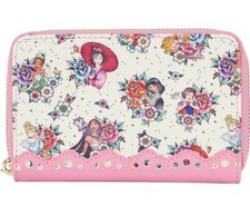 Cartera Loungefly Disney Princesa Tatuaje Cremallera Alrededor Princesa Disney Rosa Floral