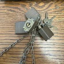 Original Brass Military Master Lock  Padlock w/9" Chain 4 locks & 3 keys