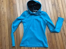 Under Armour ColdGear Fitted Pull Over Hoodie Size Youth Large Teal Aqua