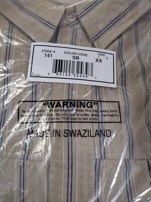 Haband Travelers Shirt Size XX  Mens  2 POCKET TAN BLUE WHITE STRIPED NEW PACKAG