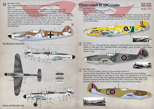 Print Scale 72-310 Decal for airplane 1:72 Messerschmitt Bf 109 G trophy version - Picture 14 of 24