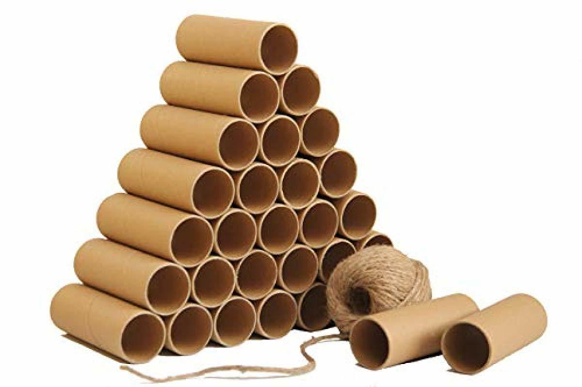 30 Pack Kraftvia Craft Tubes with 65 Feet Natural Jute Twine Brown