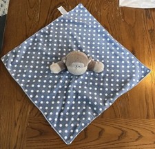 Baby Starters Blue Gray Polka Dot Monkey Lovey Rattle Satin Bottom