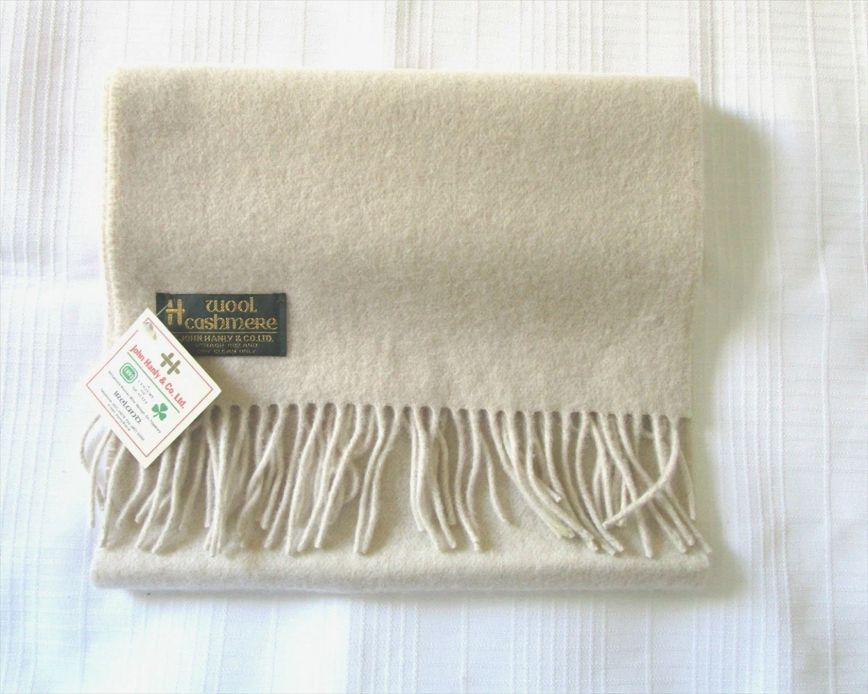 John Hanly - Wool and Cashmere Scarf - Natural - 12" x 52" NWT