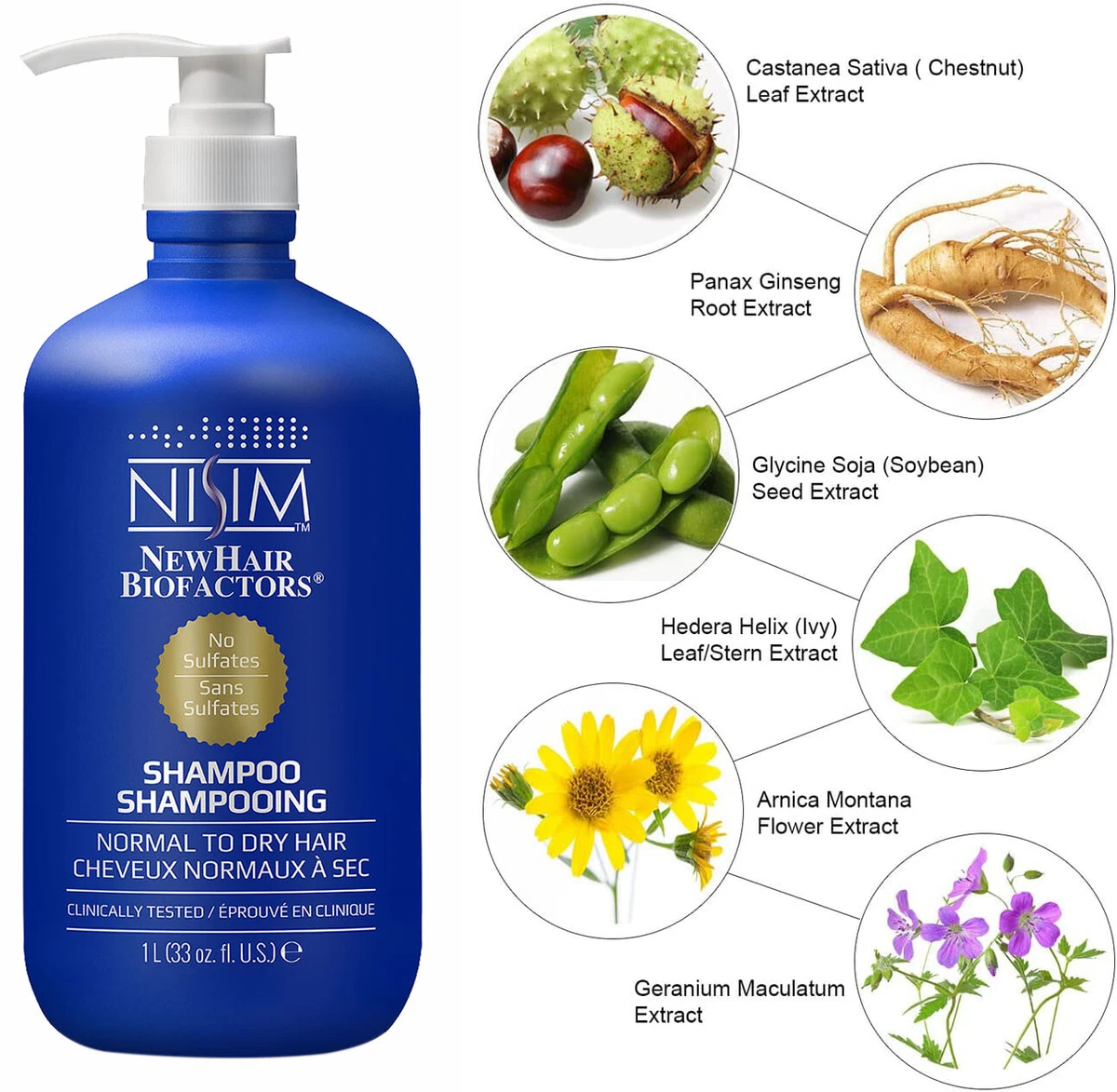 Nisim Litre Dry Hair Loss Treatment Anti DHT Itchy Scalp Shampoo SLS FREE Big