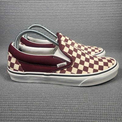 checkered burgundy vans