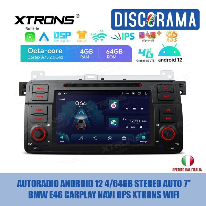 Autoradio Android 12 4/64gb Stereo Auto 7" BMW E46 CarPlay Navi GPS Xtrons WIFI - Immagine 1