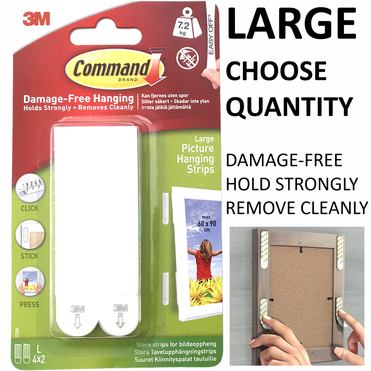 3M Command Strips™️ Picture Frame Hanging Adhesive Stick on LARGE  Damage-Free UK