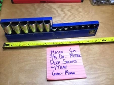 Matco Tools 3/8 Dr 6 Pt Metric Deep Sockets w/Tray  14 pcs  6-19mm