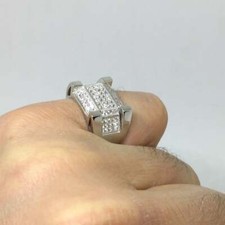 Shiny Vivid White Cubic Zirconia Solid 925 Sterling Silver Men's Engagement Ring