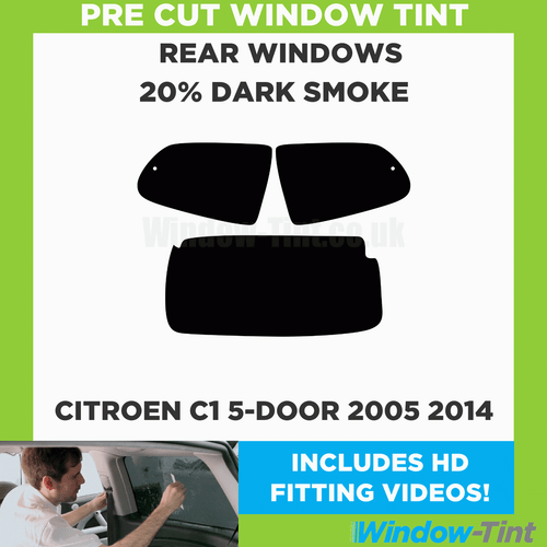 Für Citroen C1 5-türige Schrägheck 2005-14 vorgeschnittenes Fensterfarbset 20 % dunkel hinten - Bild 2 von 10