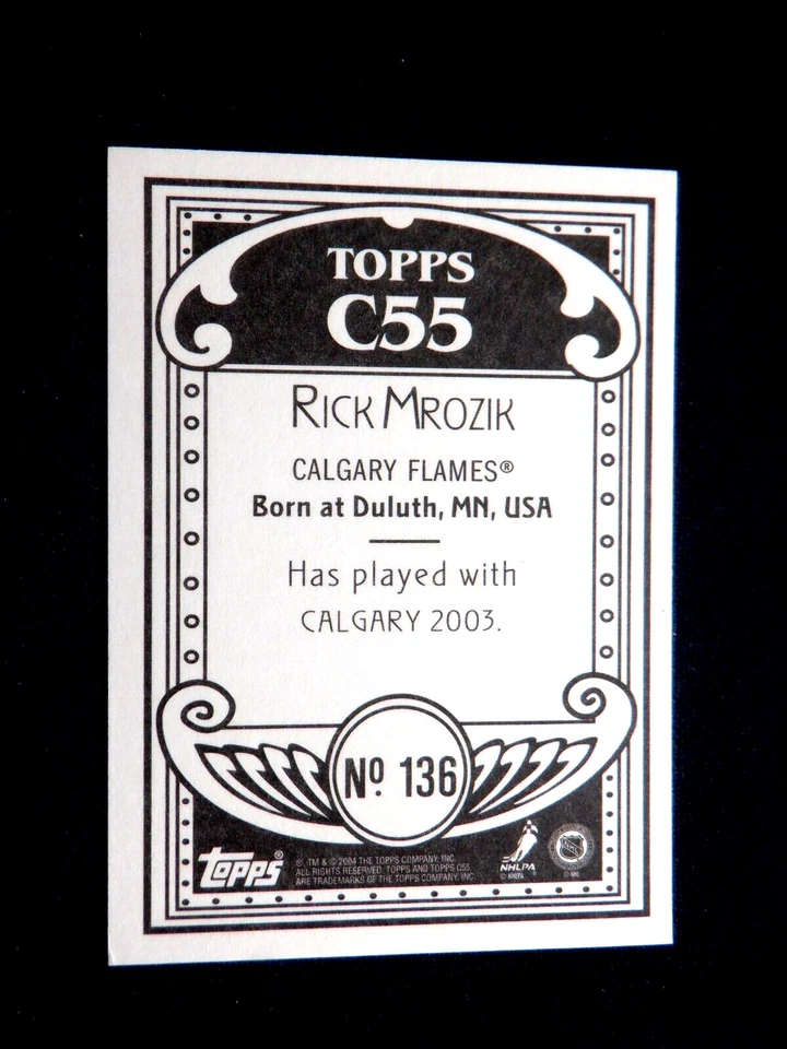 Rick Mrozik Topps C55 RC card 136, 2003 -04 NHL, Calgary Flames - Image 2 of 2