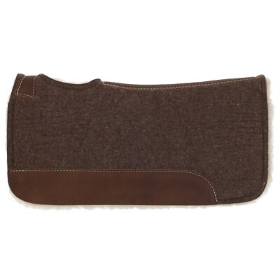 Showman 31'' x 32'' x 1'' Brown Wool Top Felt Saddle Pad w/ Fleece Bottom