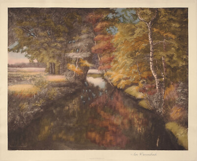 R STRATMANN Antique 1923 XRare LrgFmt Gravure AM WIESSENBACH, AT THE WIESSENBACH