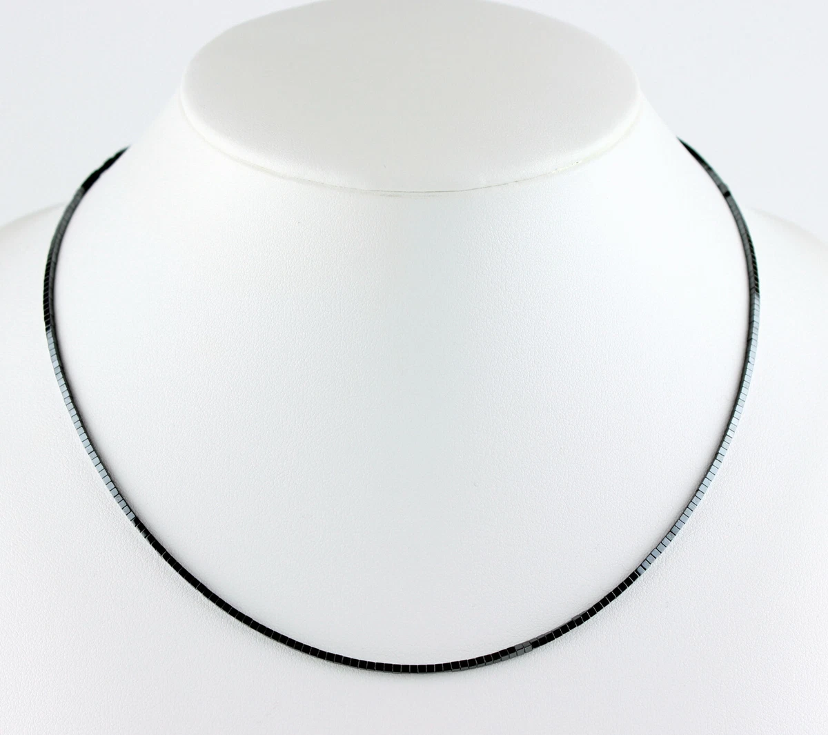 Real Hematite Necklace Precious Stone Fine Dice High Shiny Metalic Black 47 CM
