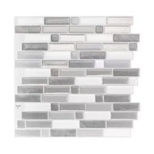 smart tiles Crescendo Agati Gray 9.73 in. x 9.36 in. Vinyl Peel and Stick (11E)