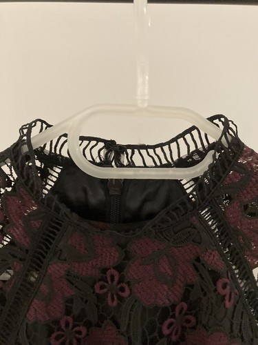 CHI CHI London Dress Size 6 Embroidered Purple Flower Bodice Black Mesh Skirt - Picture 6 of 9