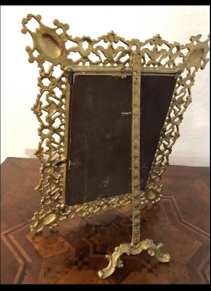 Espejo tocador antiguo barroco rococó dorado hoja de acanto ornamentado Foto 2 de 4