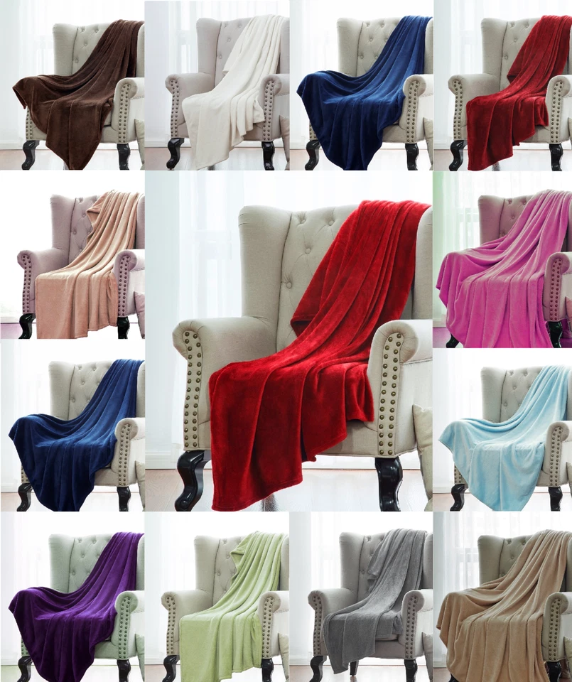 GORGEOUS HOME LINEN Solid Soft Warm Versatile Small Throw Lightweight Travel Micro Plush Bed Blanket
